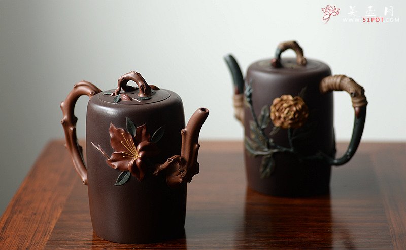 紫砂壶图片：那些花儿之月季和映山红~ 精品重器 - 宜兴紫砂壶网