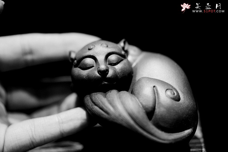 紫砂壶图片：栩栩如生 睡狸o(∩_∩)o  精品茶宠 - 宜兴紫砂壶网