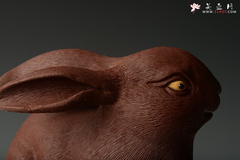 紫砂壶图片：神态细腻 精品茶宠 栩栩如生 精制版的拉毛兔兔一套 - 宜兴紫砂壶网