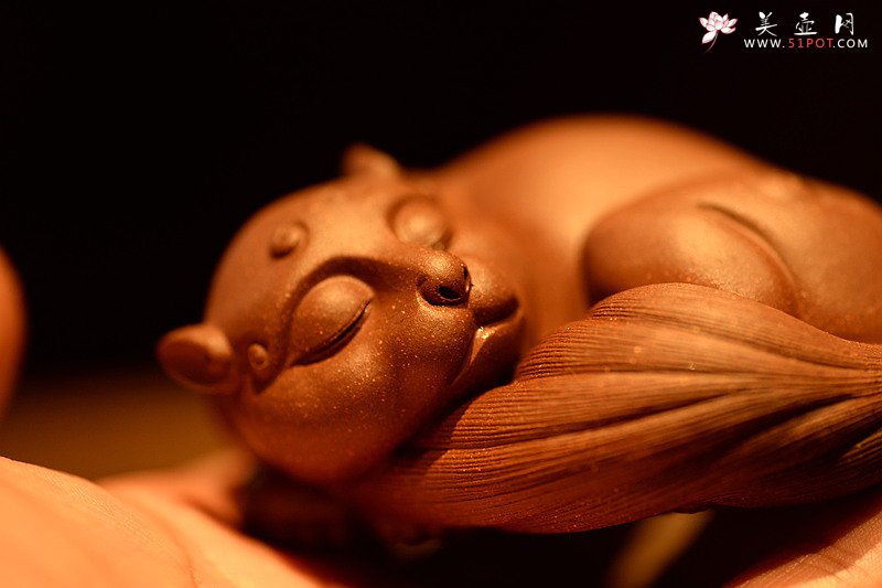 紫砂壶图片：栩栩如生 睡狸o(∩_∩)o  精品茶宠 - 宜兴紫砂壶网