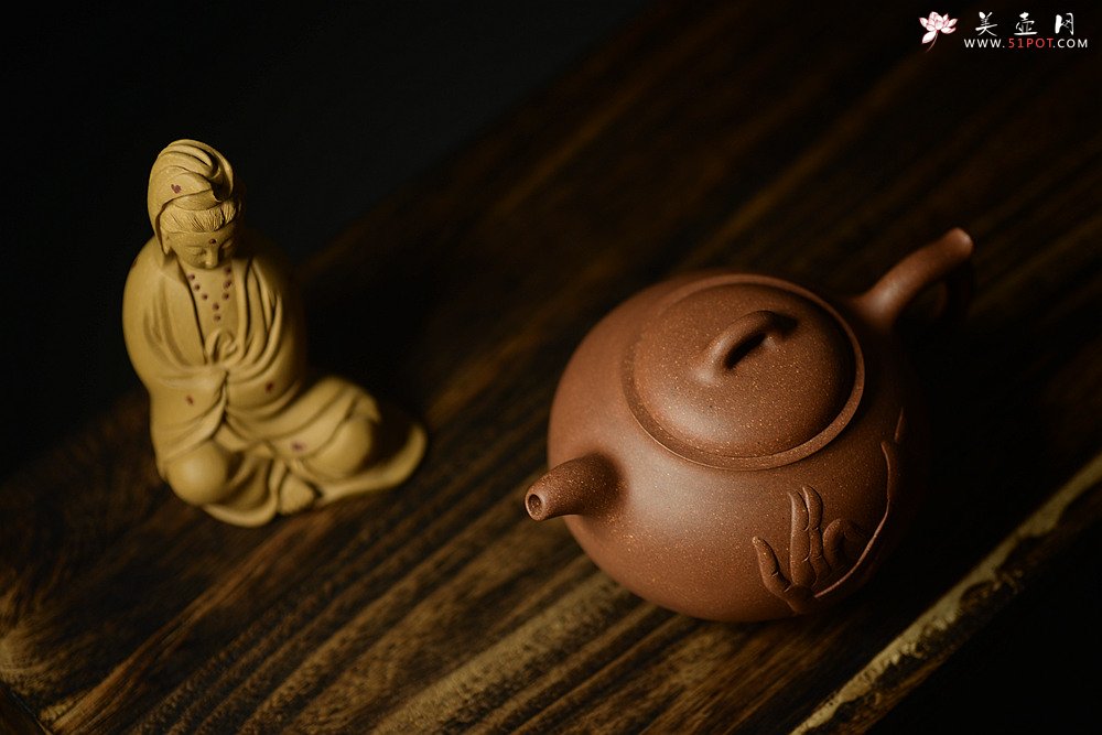 紫砂壶图片：小东原创作品 装饰独特 全手般若*佛风 嵌盖  - 宜兴紫砂壶网