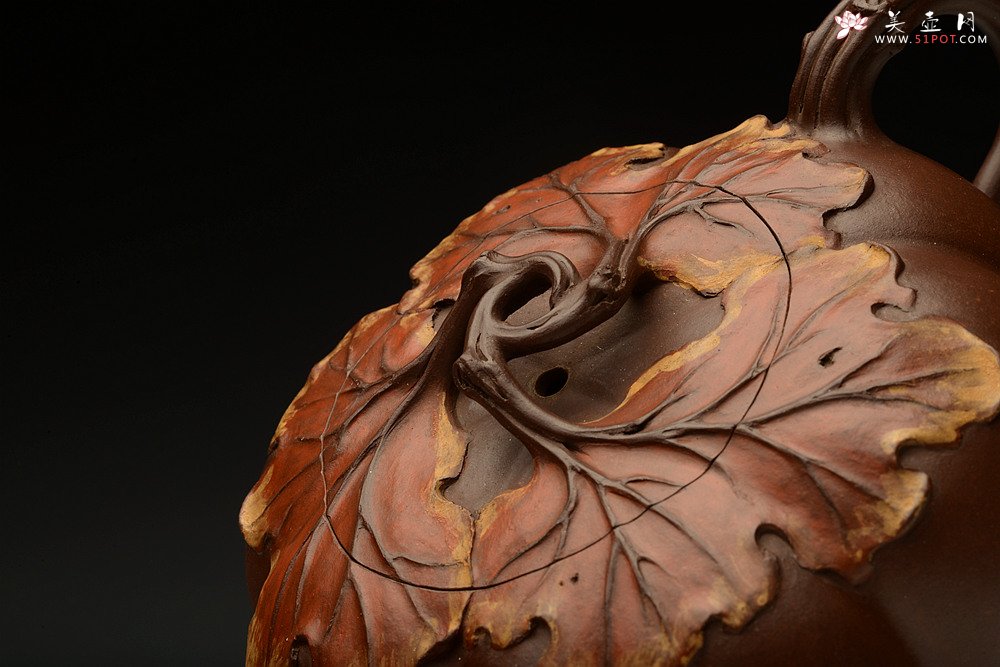 紫砂壶图片：花货奇才-顾正芳 惊艳力作 全手筋囊薄胎花货 夏日南瓜  - 宜兴紫砂壶网