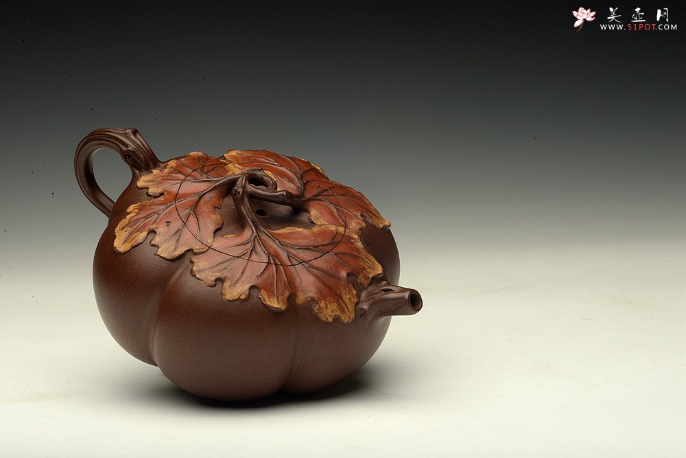 紫砂壶图片：花货奇才-顾正芳 惊艳力作 全手筋囊薄胎花货 夏日南瓜  - 宜兴紫砂壶网