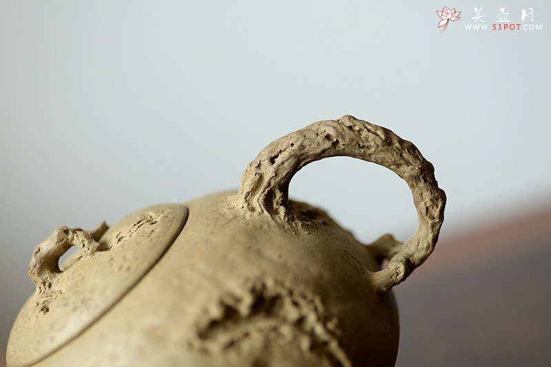 紫砂壶图片：肌理丰富 拙味~ 全手薄胎龚春 瓜纽和桥纽~沧桑质感 - 宜兴紫砂壶网