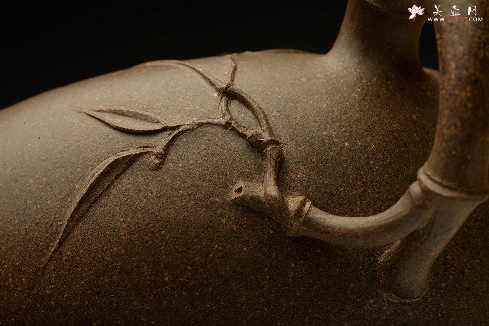 紫砂壶图片：实力派潘丹初 优质青段 国画入壶 秀雅文气 全手原创福竹o(∩_∩)o  - 宜兴紫砂壶网