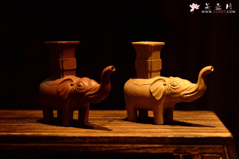 紫砂壶图片：文房水注 太平有象 花瓶~镇纸or茶宠 - 宜兴紫砂壶网