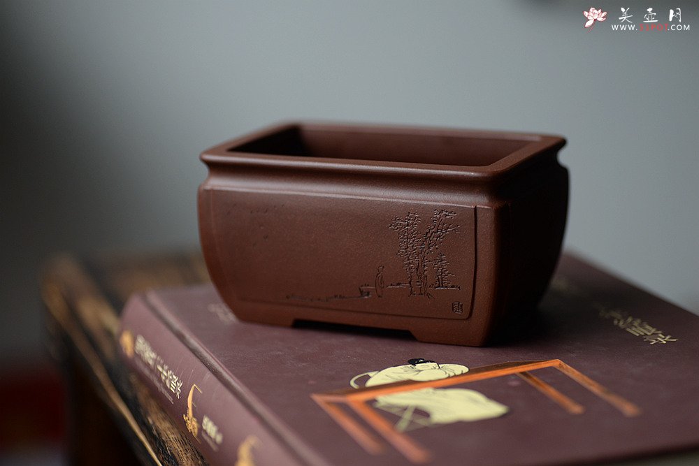 紫砂壶图片：张秋平全手制花盆 陆逸舟精心装饰 开光花盆 文房雅玩~ - 宜兴紫砂壶网