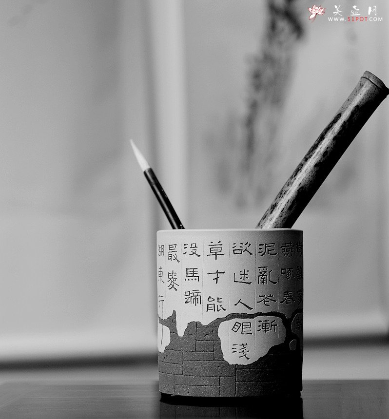 紫砂壶图片：菜根谭 笔筒 张听刚个性装饰 文房雅物~ - 宜兴紫砂壶网