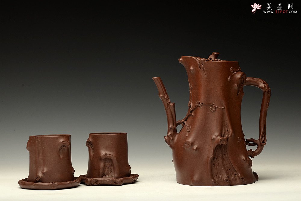 紫砂壶图片：精品重器 顾正芳甲午扛鼎巨作 梅桩套壶 诸友欣赏 - 宜兴紫砂壶网