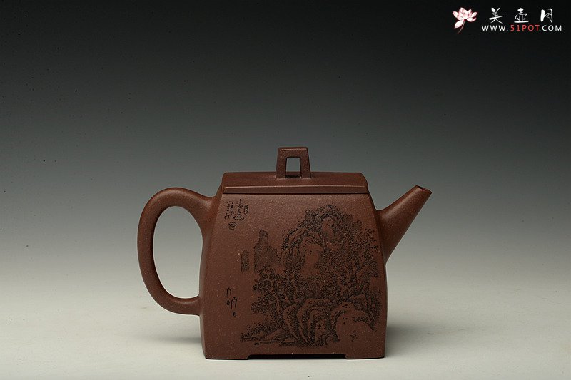 紫砂壶图片：李彦雄新作 龙行天下 四方山水~ 全手镶片 志在四方 - 宜兴紫砂壶网