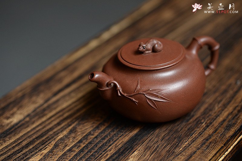 紫砂壶图片：大口实用 憨厚可人 全手竹趣 创意花货 - 宜兴紫砂壶网