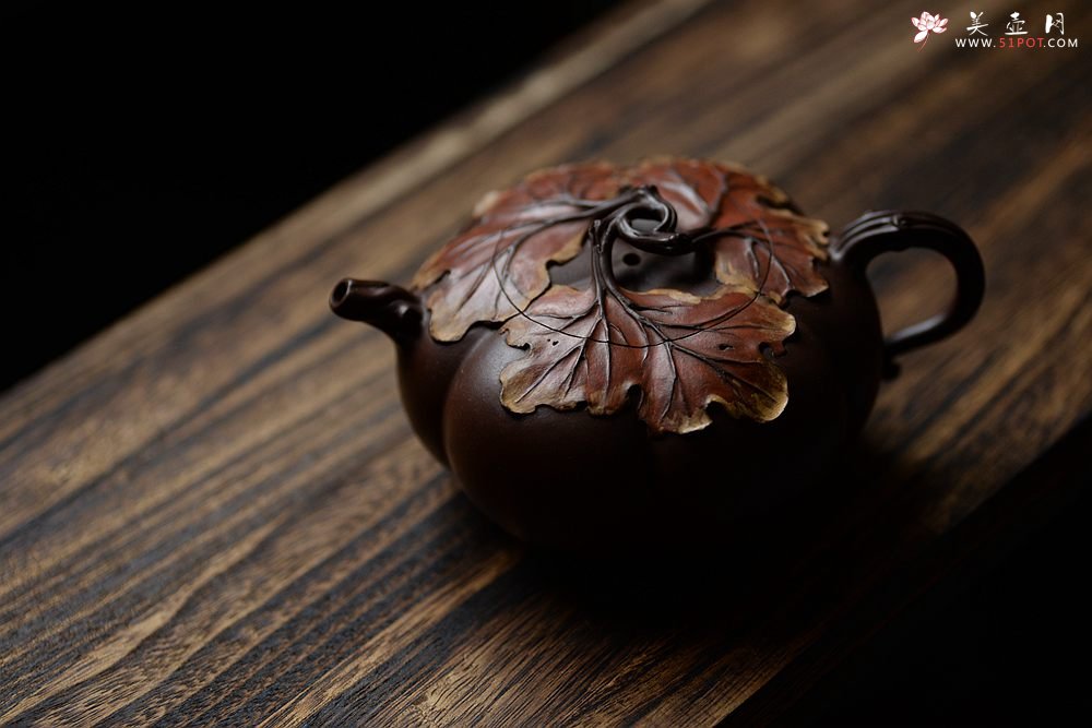 紫砂壶图片：花货奇才-顾正芳 惊艳力作 全手筋囊薄胎花货 夏日南瓜  - 宜兴紫砂壶网