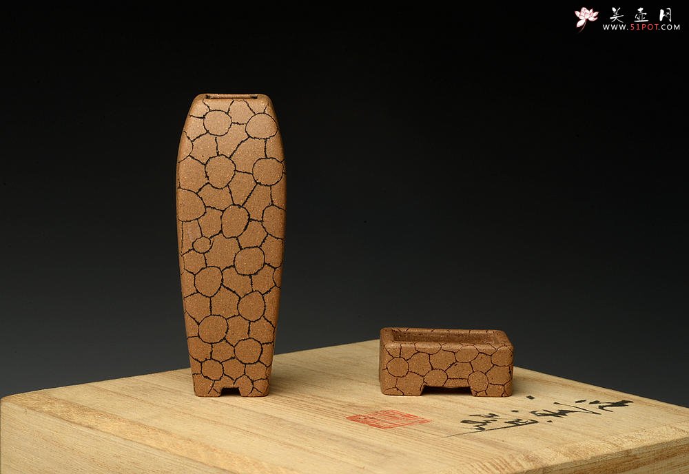 紫砂壶图片：张秋平  全手豹纹微型花盆 漂亮好玩 - 宜兴紫砂壶网