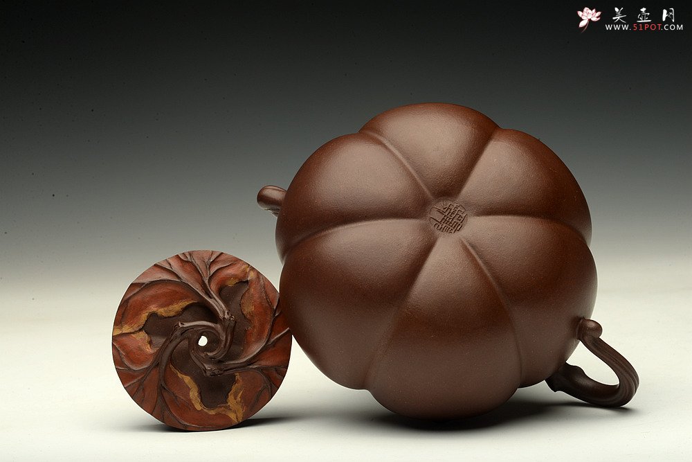 紫砂壶图片：花货奇才-顾正芳 惊艳力作 全手筋囊薄胎花货 夏日南瓜  - 宜兴紫砂壶网