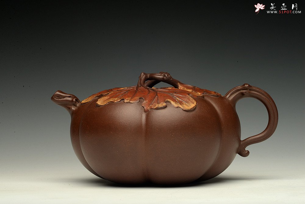 紫砂壶图片：花货奇才-顾正芳 惊艳力作 全手筋囊薄胎花货 夏日南瓜  - 宜兴紫砂壶网