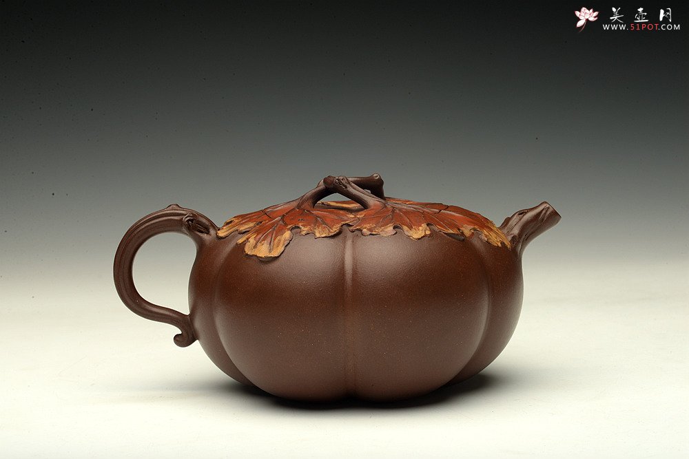 紫砂壶图片：花货奇才-顾正芳 惊艳力作 全手筋囊薄胎花货 夏日南瓜  - 宜兴紫砂壶网