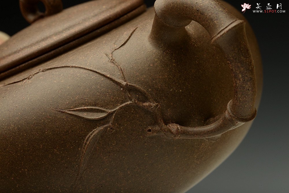 紫砂壶图片：实力派潘丹初 优质青段 国画入壶 秀雅文气 全手原创福竹o(∩_∩)o  - 宜兴紫砂壶网