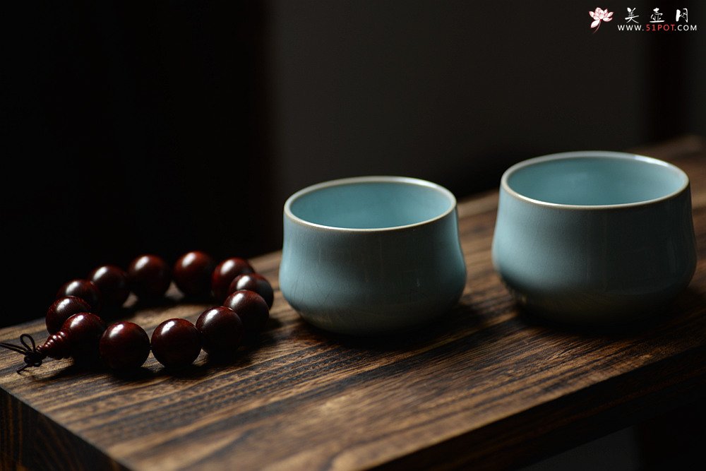 紫砂壶图片：正宗汝州汝瓷  烧出天空的颜色o(∩_∩)o  手工圆融杯 香插 完美支钉烧 - 宜兴紫砂壶网