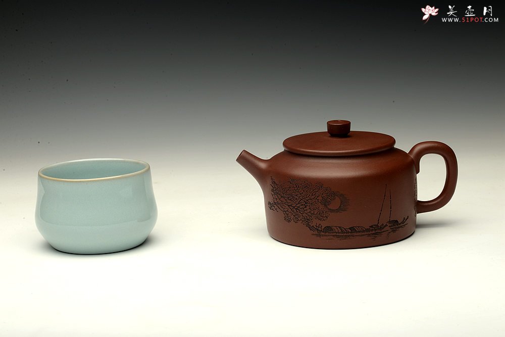 紫砂壶图片：四号井的底槽青 全手桑扁 刻绘老辣  爱不释手 - 宜兴紫砂壶网