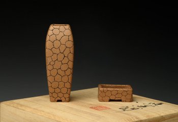 紫砂壶图片：张秋平  全手豹纹微型花盆 漂亮好玩 - 宜兴紫砂壶网