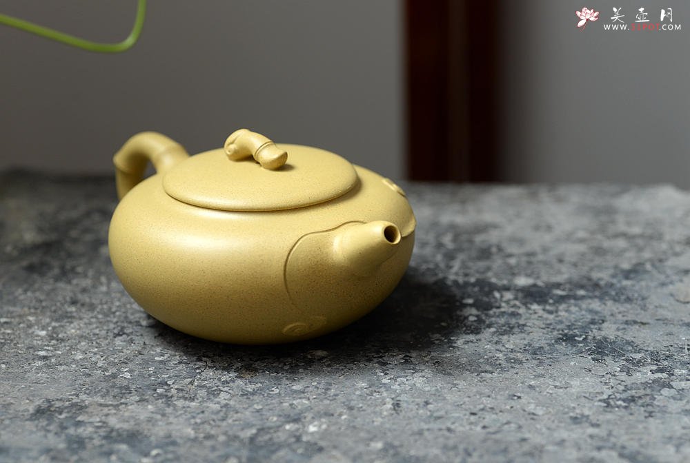 紫砂壶图片：单志萍作品 造型新颖 优雅之作 原矿段泥 云竹 - 宜兴紫砂壶网