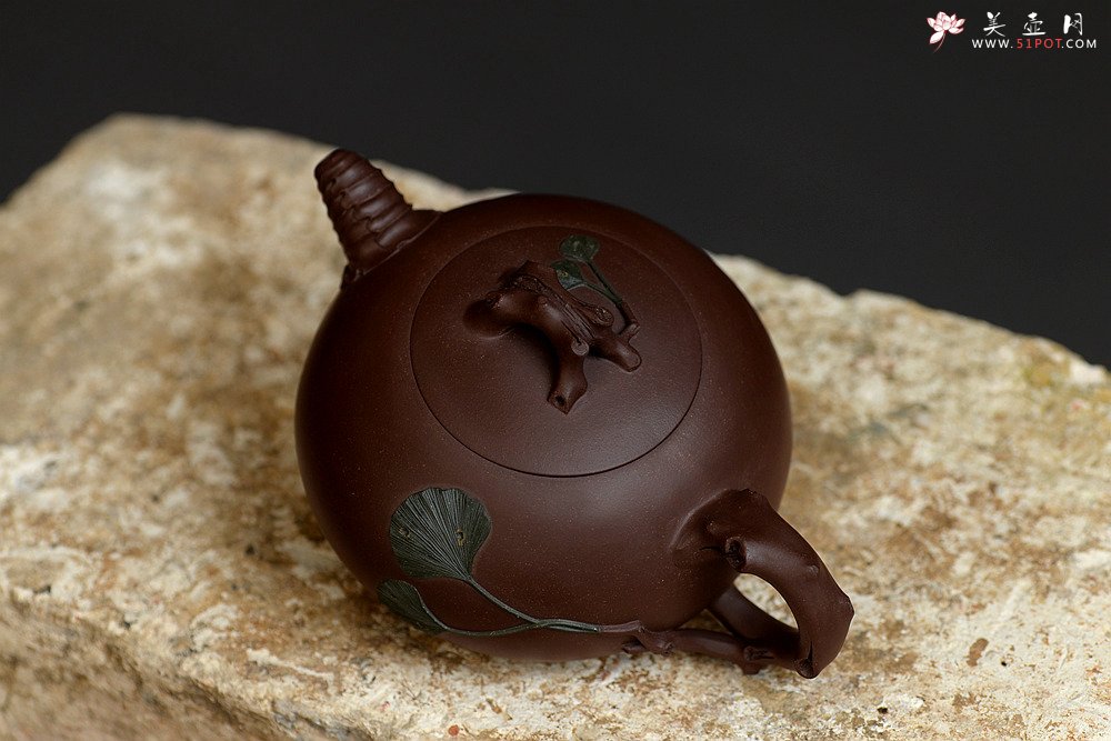 紫砂壶图片：崔巍健最新原创作品 银杏壶 原矿紫泥  - 宜兴紫砂壶网