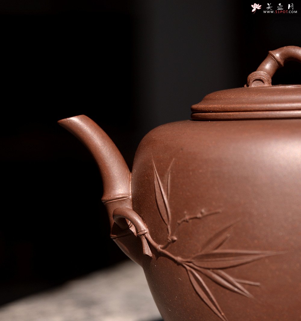 紫砂壶图片：肥美竹叶 饱满飘逸 全手大君竹 顾正芳经典作品 - 宜兴紫砂壶网