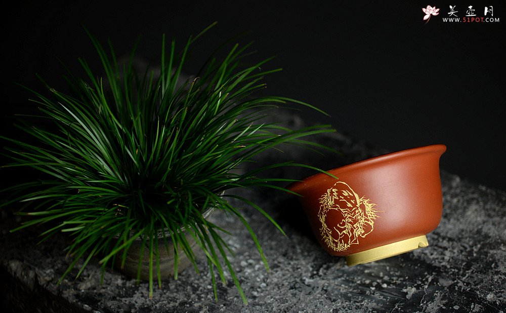 紫砂壶图片：精工佳作 段泥粉朱泥浆 花草四雅之菖蒲花盆 - 宜兴紫砂壶网