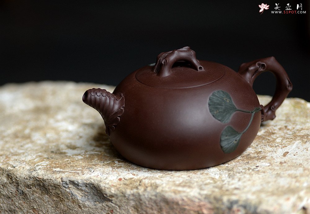 紫砂壶图片：崔巍健最新原创作品 银杏壶 原矿紫泥  - 宜兴紫砂壶网