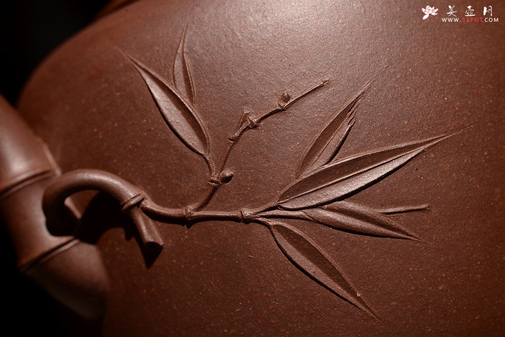 紫砂壶图片：肥美竹叶 饱满飘逸 全手大君竹 顾正芳经典作品 - 宜兴紫砂壶网