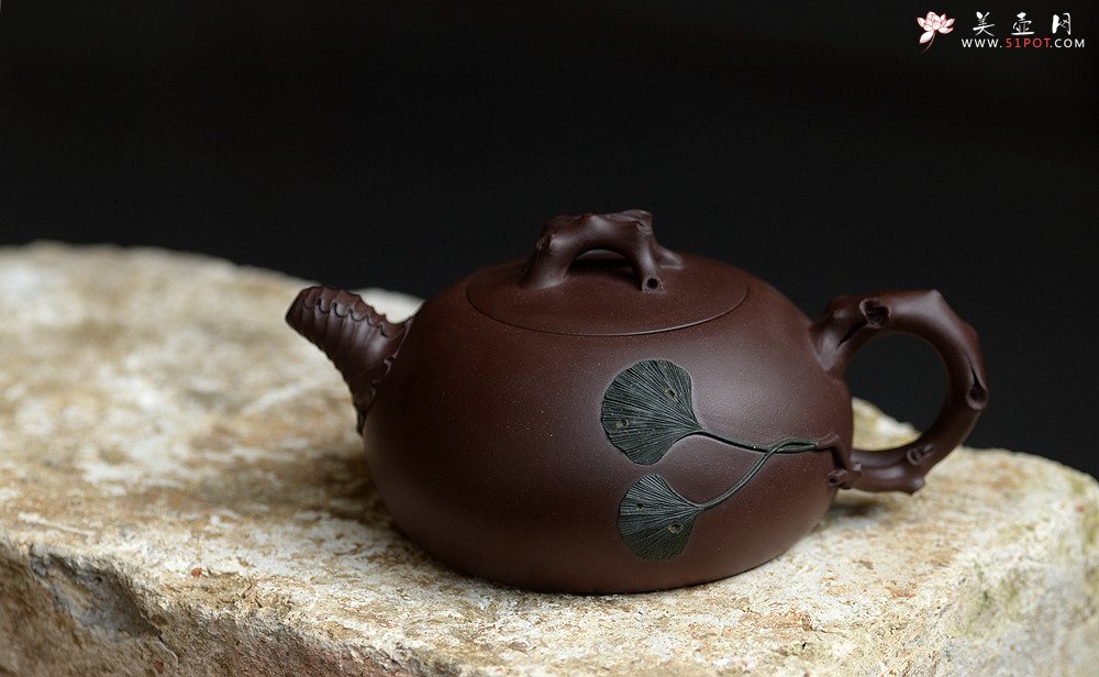 紫砂壶图片：崔巍健最新原创作品 银杏壶 原矿紫泥  - 宜兴紫砂壶网