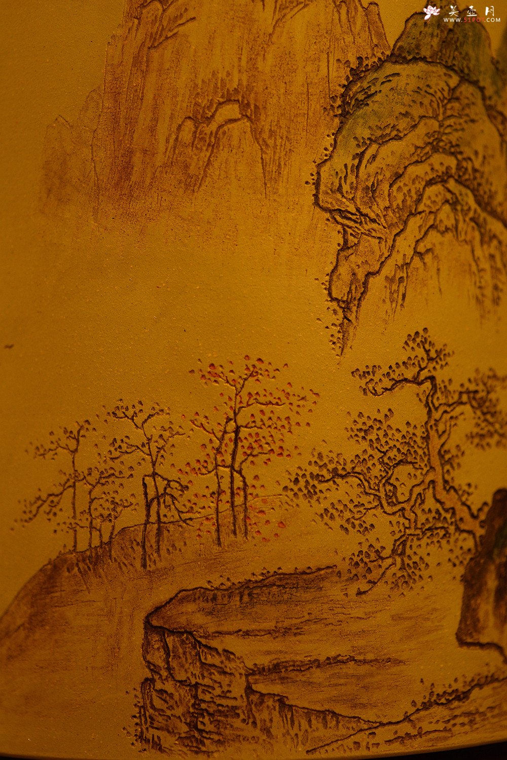 紫砂壶图片：古法装饰 古灵静雅 山水大笔筒 不接受定做o(∩_∩)o  - 宜兴紫砂壶网