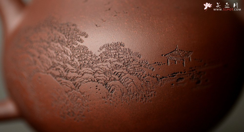 紫砂壶图片：文雅十足 李彦雄精心装饰 传统经典  全手老味思亭 - 宜兴紫砂壶网