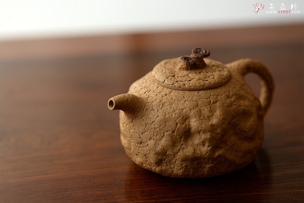 紫砂壶图片：全手薄胎灵芝瓜纽龚春 古朴之味 自然生动 - 宜兴紫砂壶网
