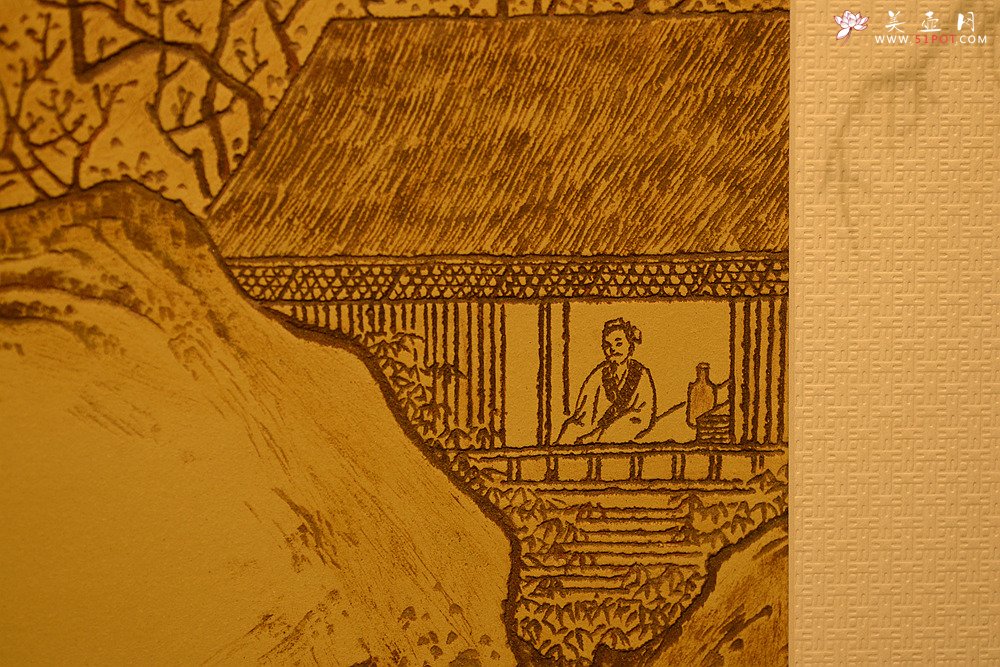 紫砂壶图片：张听刚新意装饰 山水壁画 韵味十足 - 宜兴紫砂壶网