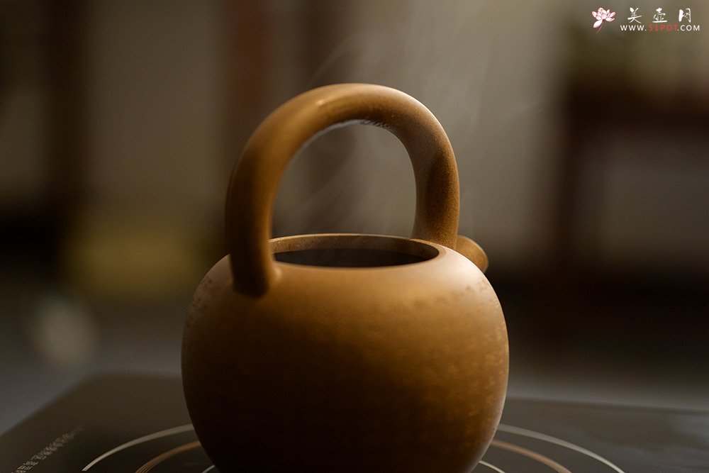 紫砂壶图片：雅致文气 泓渝山房全手心经提梁巨轮 可以烧水的巨轮o(∩_∩)o  - 宜兴紫砂壶网