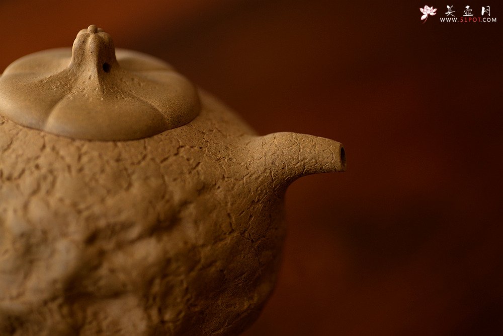 紫砂壶图片：全手薄胎灵芝瓜纽龚春 古朴之味 自然生动 - 宜兴紫砂壶网