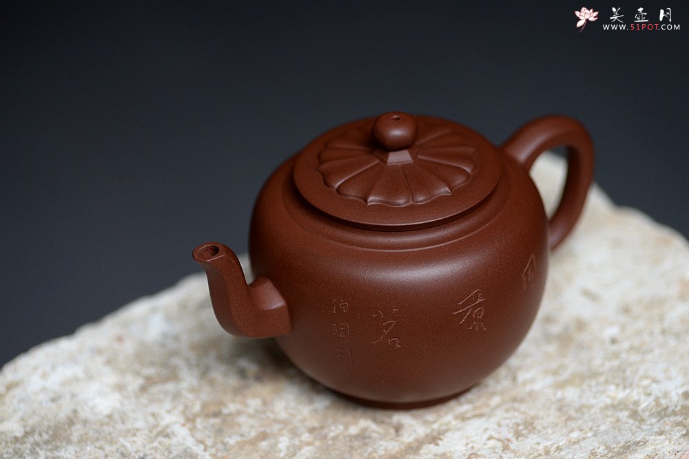 紫砂壶图片：刘世涛自撰壶铭 大富贵菱花 浑厚大气 装饰耐品~ - 宜兴紫砂壶网