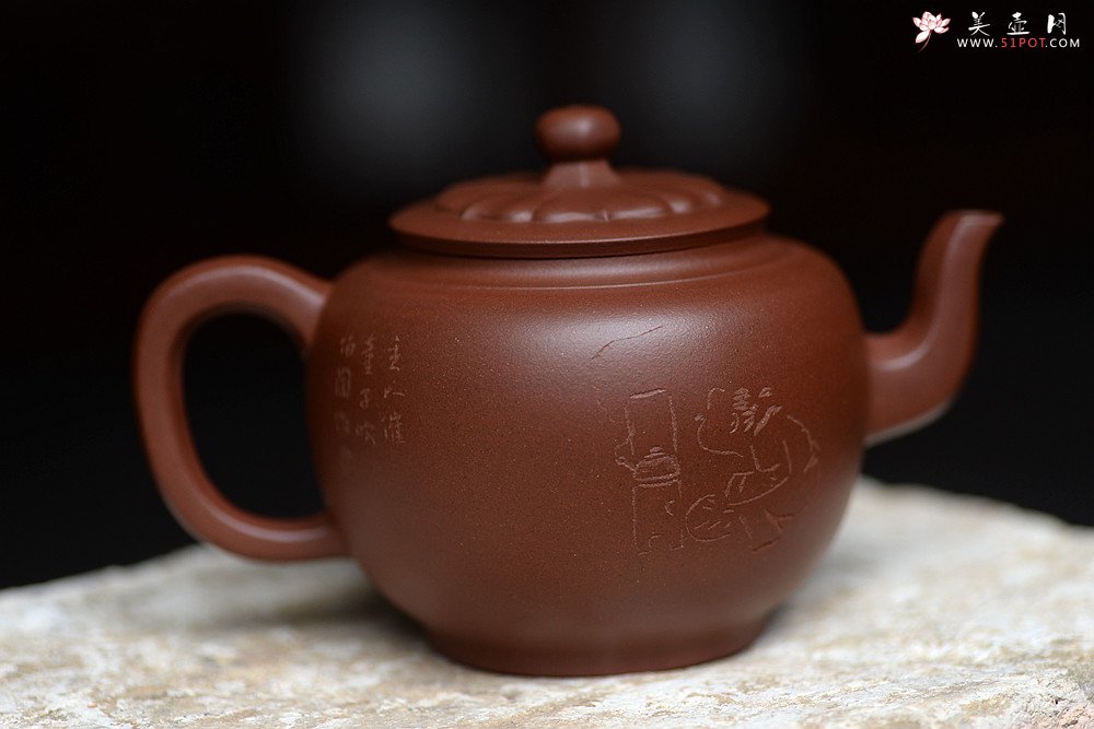 紫砂壶图片：刘世涛自撰壶铭 大富贵菱花 浑厚大气 装饰耐品~ - 宜兴紫砂壶网