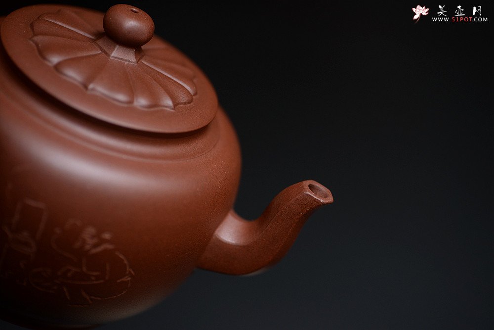 紫砂壶图片：刘世涛自撰壶铭 大富贵菱花 浑厚大气 装饰耐品~ - 宜兴紫砂壶网