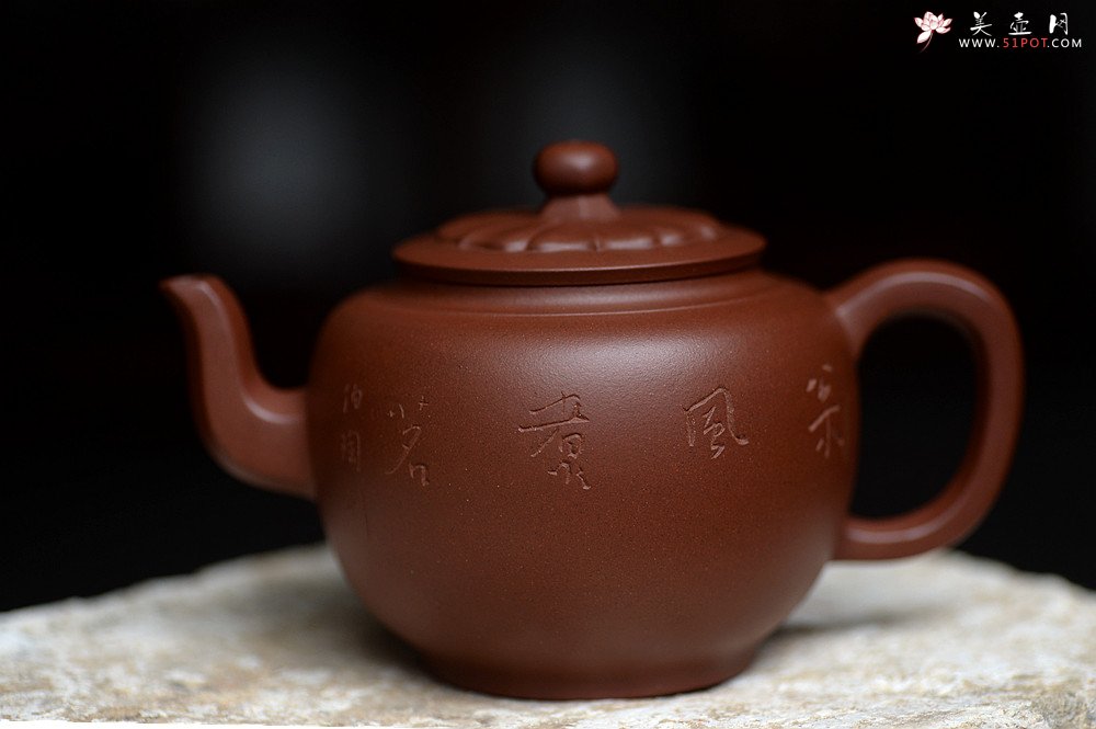 紫砂壶图片：刘世涛自撰壶铭 大富贵菱花 浑厚大气 装饰耐品~ - 宜兴紫砂壶网