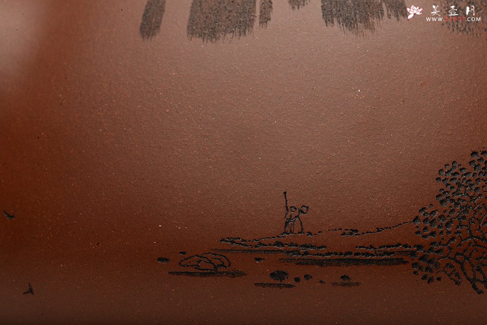 紫砂壶图片：特大满瓢 李彦雄精细装饰通景山水  送礼收藏级 - 宜兴紫砂壶网