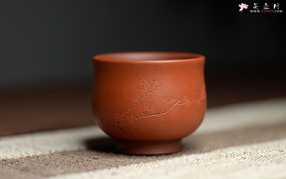 紫砂壶图片：曲峰经典清韵杯一套 古色古香 雅致 - 宜兴紫砂壶网