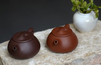 紫砂壶图片：美壶特惠之石瓢对壶 传统实用 紫砂入门必选 - 宜兴紫砂壶网