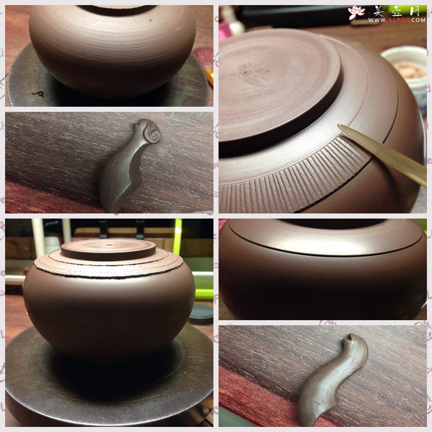 紫砂壶图片：于洪霞全手原创作品 祥德提梁 取古与新 典雅大方 纯银提梁 - 宜兴紫砂壶网