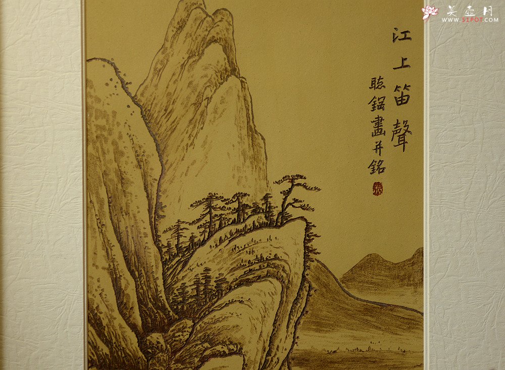 紫砂壶图片：张听刚新意装饰 山水壁画 韵味十足 - 宜兴紫砂壶网