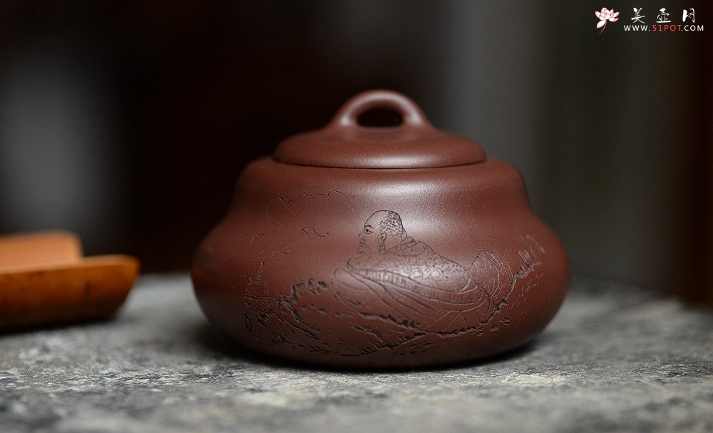 紫砂壶图片：坐禅达摩~ 葫芦茶叶罐 浑厚圆润 - 宜兴紫砂壶网