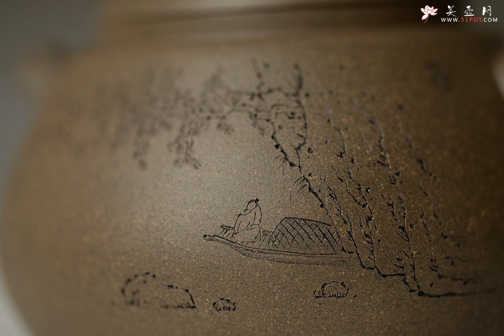 紫砂壶图片：万阗阗力作国助和石精刻 全手龙蛋 飘逸俊秀 文气十足 - 宜兴紫砂壶网