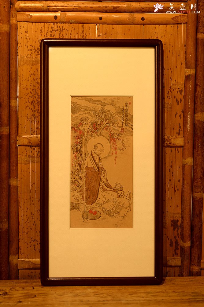 紫砂壶图片：谭华斌精心装饰 罗汉壁画 送礼自珍佳作 - 宜兴紫砂壶网