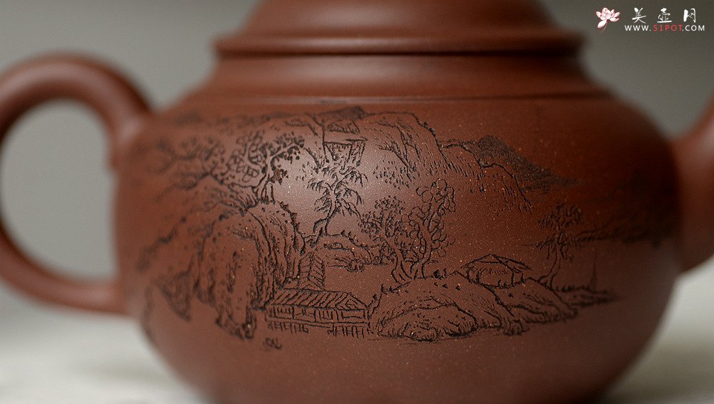 紫砂壶图片：山水清韵 明月照庐 德福  - 宜兴紫砂壶网